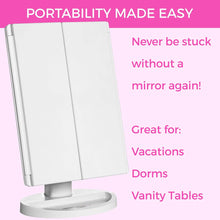Load image into Gallery viewer, Absolutely Lush Dimmable LED Lighted Trifold Makeup Mirror - White