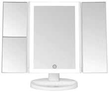 Load image into Gallery viewer, Absolutely Lush Dimmable LED Lighted Trifold Makeup Mirror - White